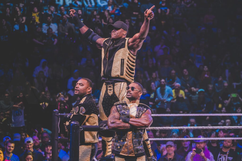 WWE THE STREET PROFITS AND BOBBY LASHLEY PORTRAIT_HOLIDAY TOUR 2023 DETROIT_AMI NICOLE ACRONYM